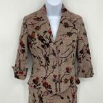 Newport News Blazer Skirt Suit Set Womens 4/6 Brown Floral Fall Photo 2