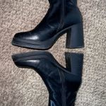 Steve Madden Kamila Black Block Heel Boots 10M Retro Y2K Square Toe Zip Photo 7