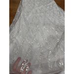 Mac Duggal  wedding Plunge Sequined White Floor Length Maxi on Queenly size 8 Photo 9