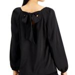 Nine West NWT  Black Bow Back Tie Blouse Size L Photo 1