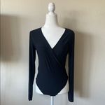 Commando  Black Long Sleeve Wrap Bodysuit – V-Neck Stretchy Minimal Chic Photo 2