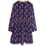 Paige  Women’s Size L Purple Blue Floral Babydoll Cottage Mini Tiered Mini Dress Photo 3