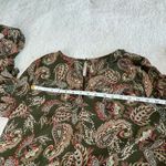 Very J  Ruffle Tunic Top Dress Sz L Green Paisley Boho Cottage 70s Festival Retro Photo 11