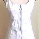 White Denim Overalls Dress: Mini Skirt, A Photo 0