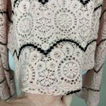Maverick The Collection Sweater Top Womens Large Crochet Lace Bell Sleeve Boho L Pink Photo 4
