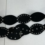 Leather Studded Belt Large 38 Bling Buckle Conch Style Black Silver Southwestern Photo 7