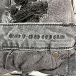 American Eagle Denim Jean Shorts 16 Womens Black High V Rise Shortie Raw Hem Photo 5