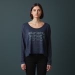 Gilly Hicks  Long Sleeve Pullover Top Blue Heathered Graphic Print Women's Sz M # Photo 9