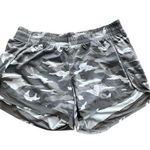 Athleta L Printed Mesh Racer Run Short 4" gray Camo Athletic Lined Photo 0