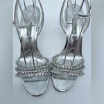 Prada  Silver Leather Crystal embellished strappy heels EU 39 Photo 11