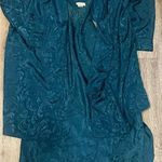 Cachet Vintage Shiny Emerald Nightgown and Robe Set Large No Belt Green Photo 0