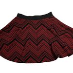 Women's Chevron Flare Mini Skirt Size XS Trendy Colorful Casual Y2K Preppy Red Photo 0