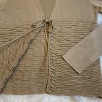Lafayette 148 NY silk knit tie front ruched smocked cardigan L Tan Size L Photo 6