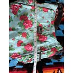 Betsey Johnson Shoulder Bag Purse Floral Teal/Red Roses Studs Logo Side Pockets Photo 10