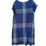 Downeast Size L Blue Plaid Shift Dress with Pockets Casual Comfy 100% cotton Photo 2