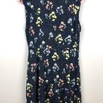 Loft  Floral Button Down Dress Size 6 Black Yellow Red White Photo 6