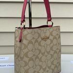 Coach KhakiPink Signature Town Small Bucket Bag Photo 3