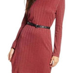Sam Edelman  Dress Ribbed Long Sleeve Bodycon Party Cocktail Maroon Size 2 NEW Photo 0