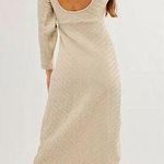 Free People NEW  Gabby Seamless Midi Dress Bone Ecru Textured Keyhole Size Md/Lg Photo 1