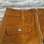Bershka Womens Wide Wale Cord Corduroy Skirt S SM Small Warm Cognac Brown Zipper Photo 3