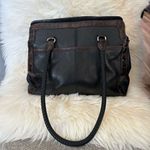 Brighton Black Crocodile Embossed Leather Satchel Bag Medium Top Handle Women's Photo 1