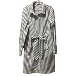 Calvin Klein  White Blue Striped Tie Front Bow Cotton Shirt Dress Size 12 Photo 1