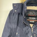 Superdry  Blue Fur Lined Hooded Parka Coat Jacket Microfiber Womens M Warm Winter Photo 6