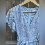 Selfie Leslie Cami Angel Sleeve Faux Wrap Dress Lace Baby Blue Photo 3