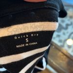 Calvin Klein  Vneck Cotton Knit Top Black White Stripe Shirt Photo 4