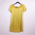 Lela Rose Silk Satin Textured Attached Button Hem Detail Short Sleeve Mini Dress Photo 3