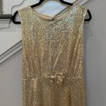 Modern Metallic Gold Sequin Mermaid Sleeveless Evening Long Dress Size M Photo 3
