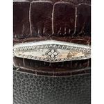 Brighton Vintage  Brown Checkbook Wallet Bifold Croc &‎ Pebble Leather Photo 3