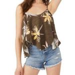 Free People  Hey Girl Cross Back Handkerchief Flowy Tank Top Army Combo S NWT Photo 0