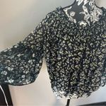 Free People  Boho Floral Ruffle Top Bell Sleeve Medium black yellow Photo 7