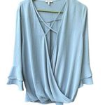 JODIFL NWT  size L faux wrap deep V blouson bell sleeves top. Photo 0
