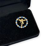Vintage Guardian Angel Circle Of Protection Gold Tone Lapel Pin Estate Jewelry Photo 1