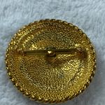 Round Flat Circular Jewelry Pin Brooch Shade of Blue Iridescent Large Center Photo 2