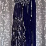 SANI Purple Anjali Metallic Embroidered Anarkali with Dupatta Photo 6