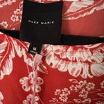 Alex Marie  Woven Short Sleeve Blouse Red Tiger Lily NWT Size Medium Photo 3