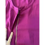 EXPRESS Fuchsia Pink Purple 3/4 Sleeve Zip Neckline Blouse Women's Small Photo 3