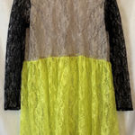 Cheap Monday  Color Block Lace Dress Lime Green Black GrayKnee Length Party S Photo 0