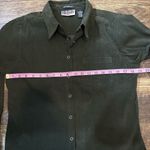 Bill Blass vintage  jeans dark Green Button-Up Shirt faux suede M Photo 3