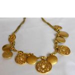 Vintage 5X Brushed Gold Tone Multiple Circular Disc's Snake Chain16" Necklace Photo 3