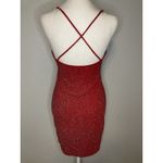 Windsor  USA Red Spaghetti Strap Tank Bodycon Shimmer Mini Cocktail Dress Large Photo 5