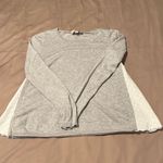 Loft  size small long sleeve grey sweater with white lace inset on sides EUC Photo 1