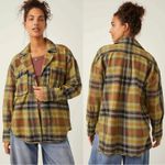 Free People Grunge 90s Flannel Plaid Izzie Cargo Shirt Jacket Shacket Medium Photo 7
