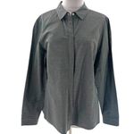 Lafayette 148  cotton poplins pinstripe button down shirt gray white sz 16 Photo 0