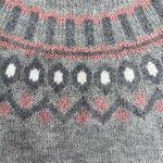 Cotton Country Sweater Gray & Rose Fair Isle Apres Crewneck Cabincore Cozy Comfy Photo 2