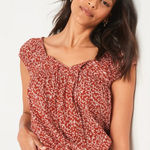 Old Navy Old‎ Navy Red White Printed Off-the-Shoulder Short Sleeve Blouse Photo 0
