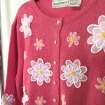American Vintage Vintage Bubblegum Baby Pink Daisy Floral Grandma Cardigan Sweater Cottage Large Photo 4